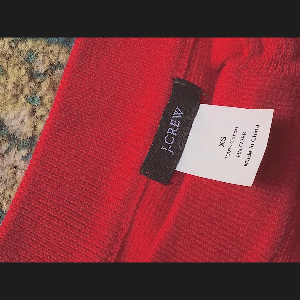 New without tag j crew ruffle red cardigan XS